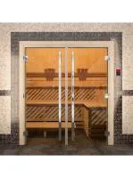 дверь престиж двойная (бронза) 190х1330 8мм ольха банный эксперт