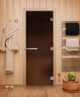 дверь эталон (бронза матовое) 190х70, 10 мм, 3 петли, коробка ольха. банный эксперт