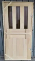 дверь деревянная, со стеклом, осина, (три прямоугольника) 2 петли 170*70 см, банный перец